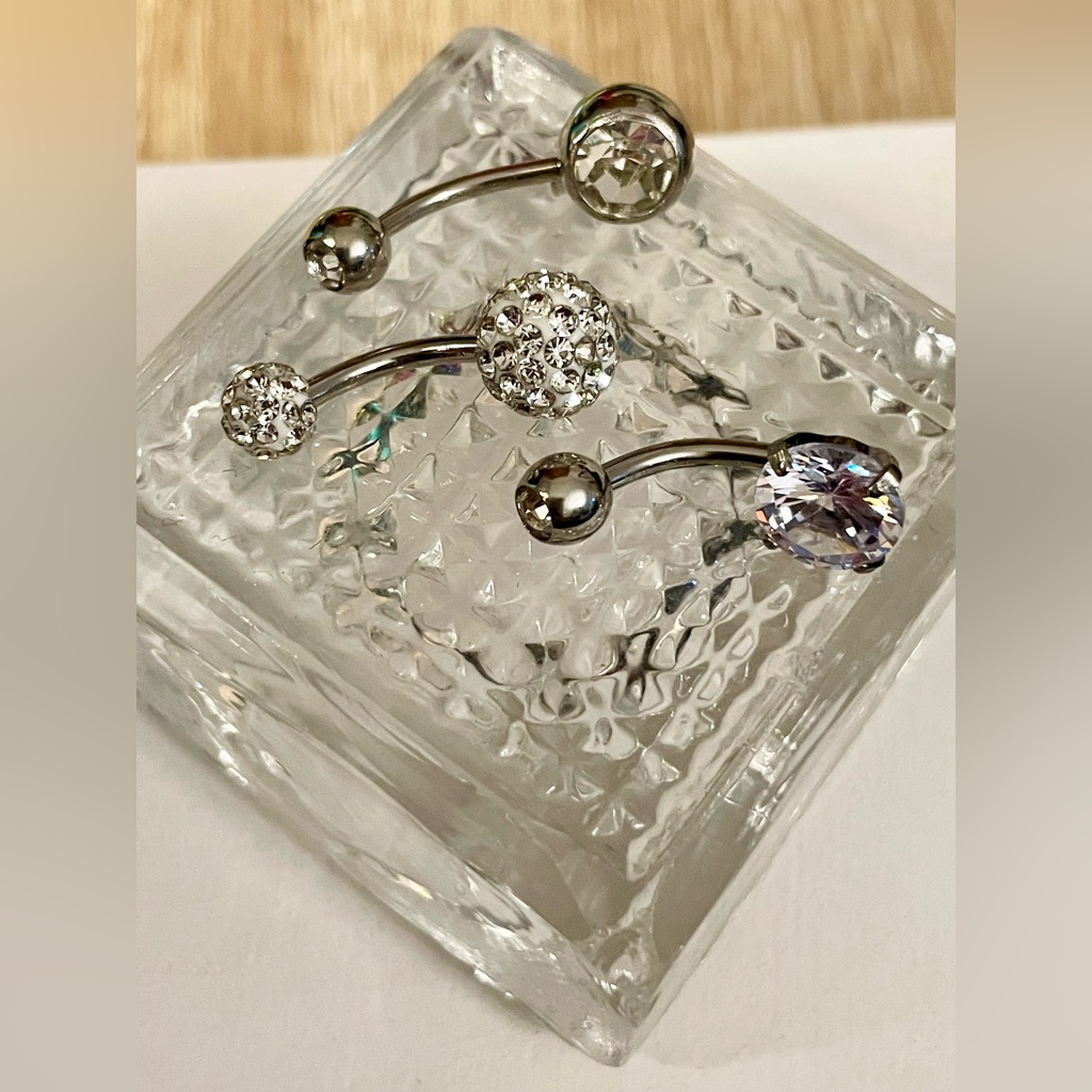 16g Classy Bling Silver Crystal Belly RingsSurgical Stainless Steel Nwt